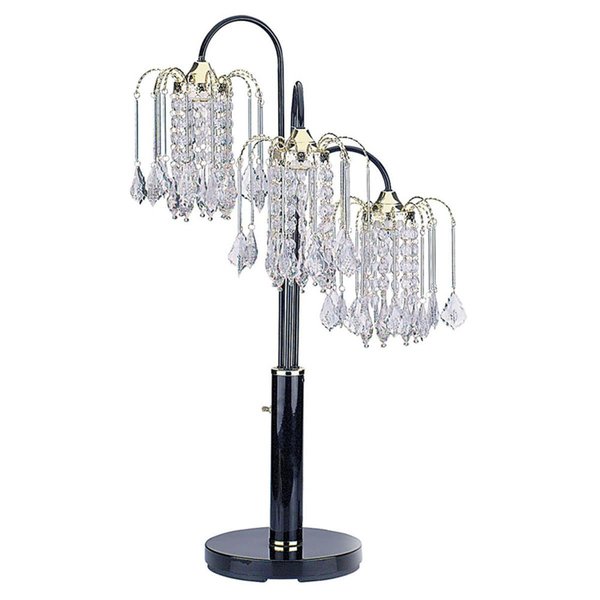 Yhior 34 in. Black Finish Table Lamp With Crystal-Inspired Shades YH2629423